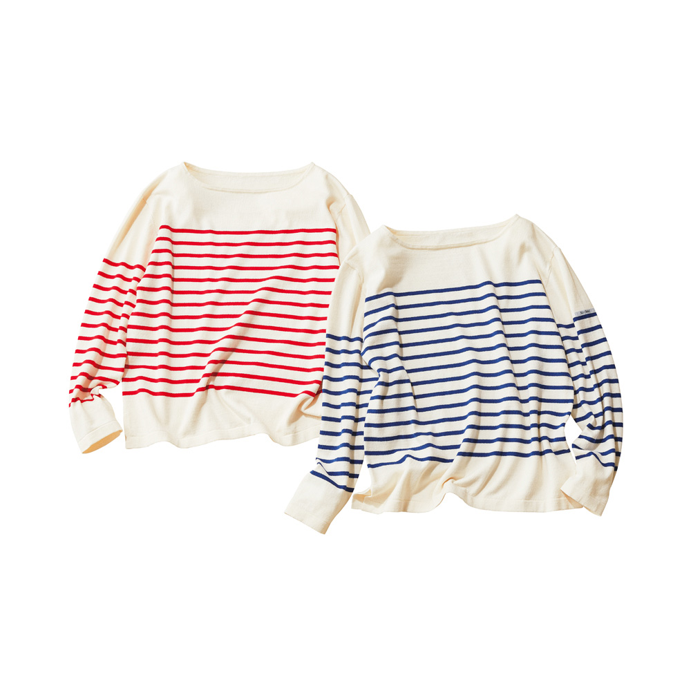 コットンウールニット ボーダープルオーバー ニットセーター ニット セーター PC6308