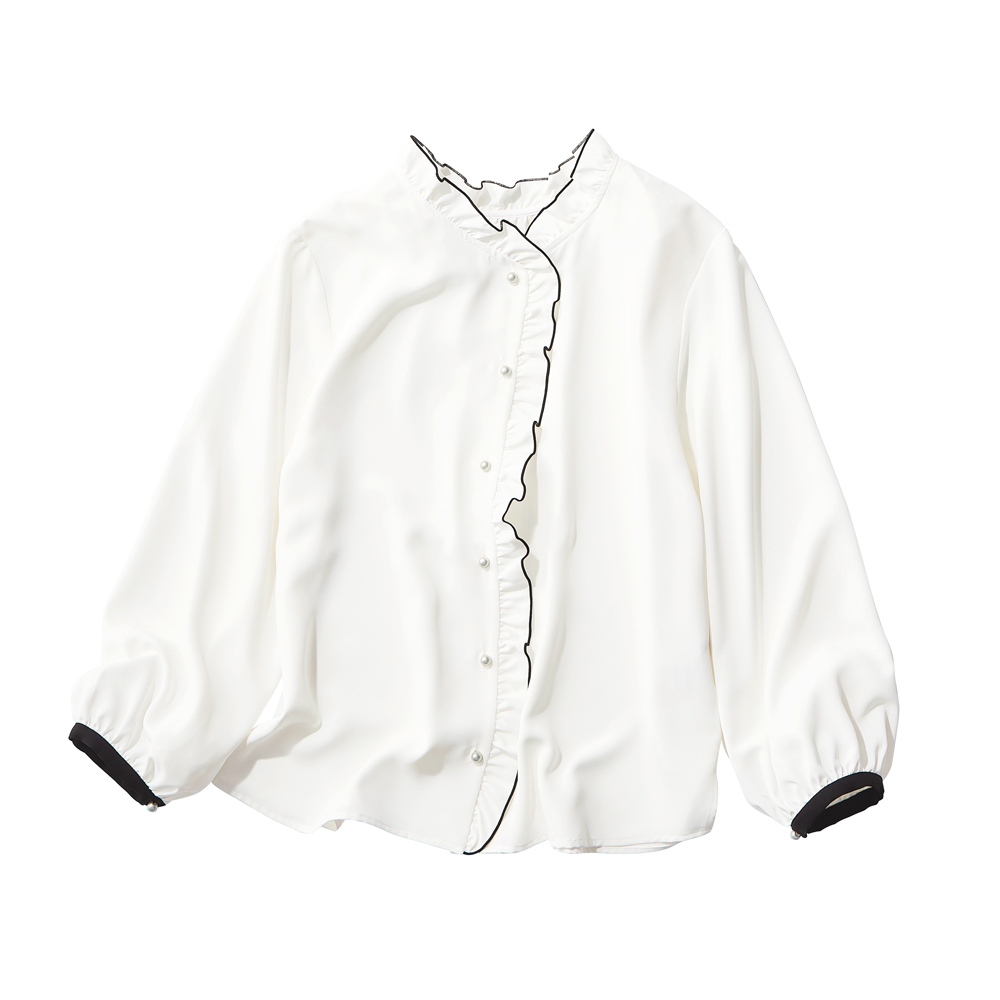 前後2ウェイ 配色メロウフリルブラウス ブラウス シャツ PC6344