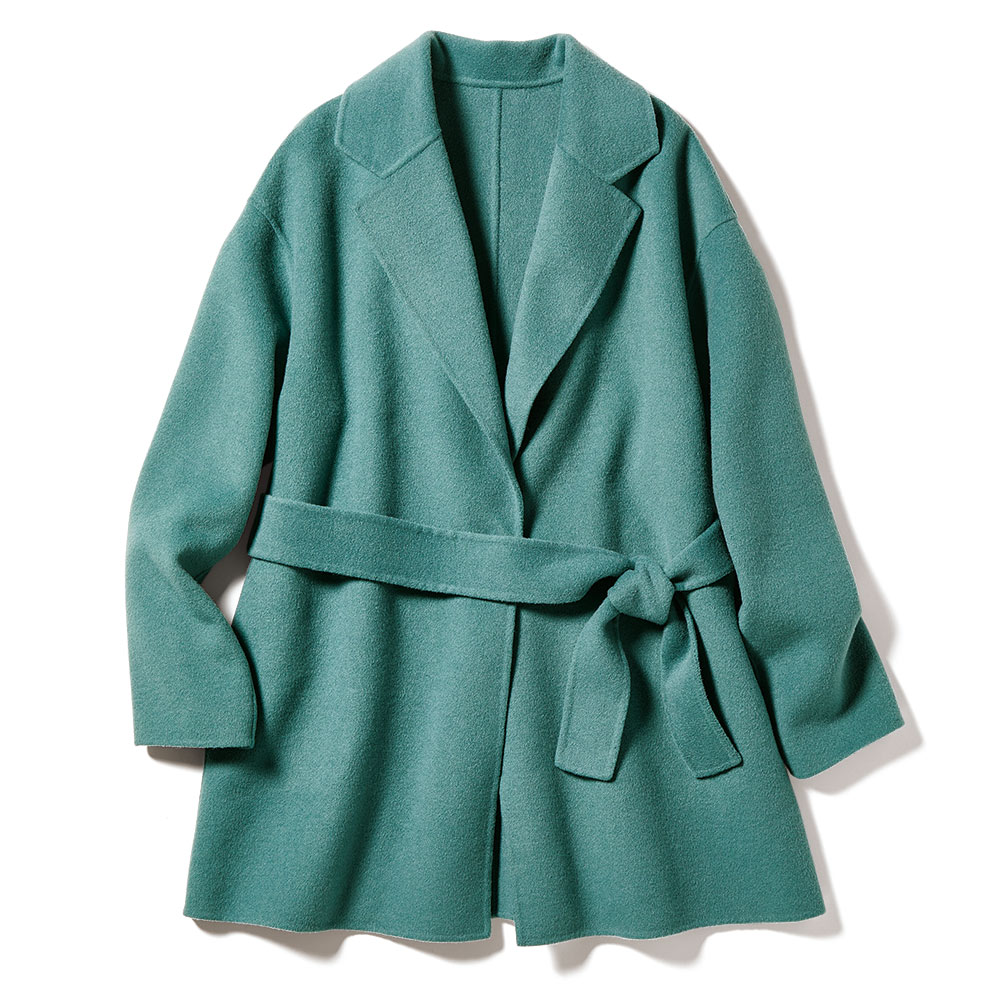 ウール混 リバー仕立て ハーフコート カシミヤコート ウールコート コート PC6394