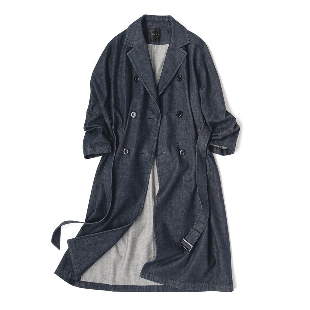 製品洗い加工 反応染デニム ベルテッドコート コート ファッション PC6416