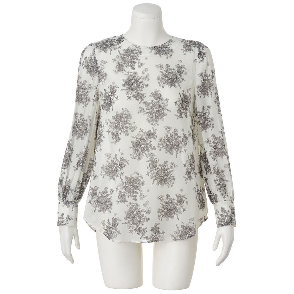 コットン混 ボタニカル柄 シアー ブラウス シャツ ブラウス ファッション PC6533