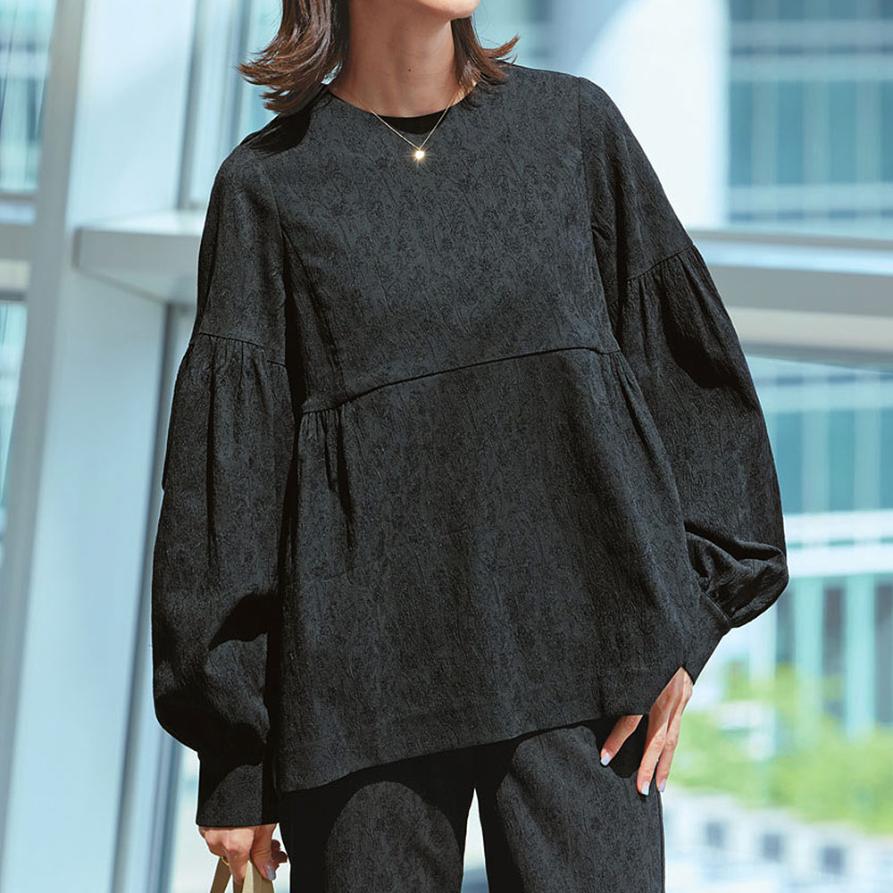 アセテート混 ストレッチ ジャカード プルオーバー プルオーバー シャツ ブラウス PC6317