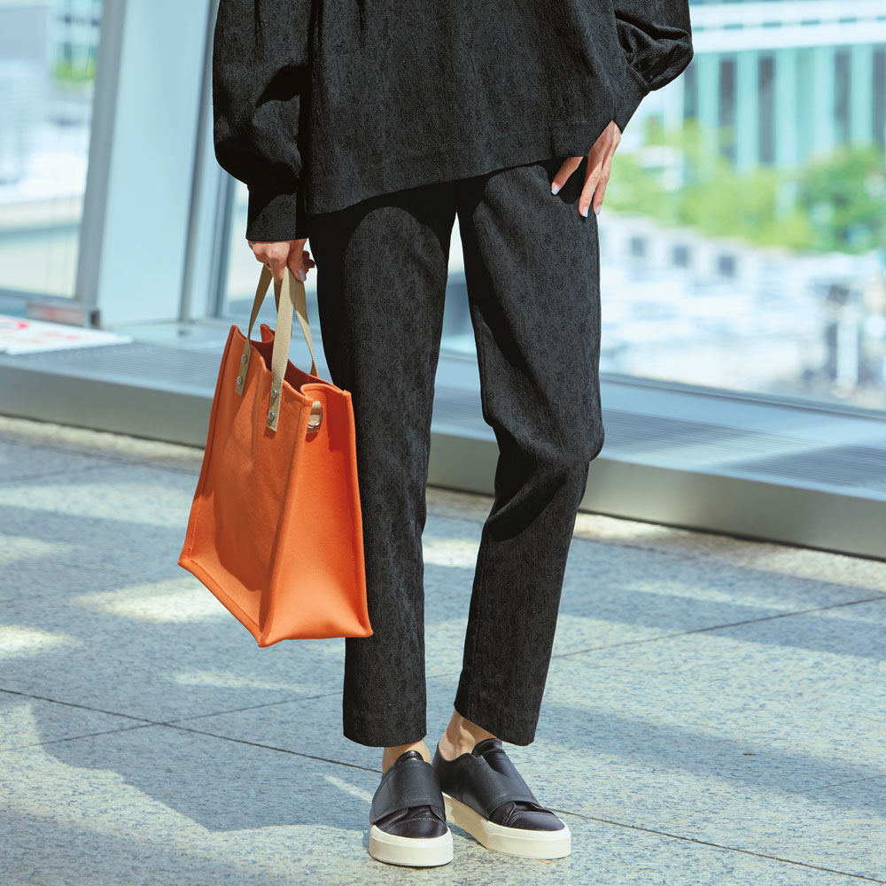 アセテート混 ストレッチ ジャカード テーパードパンツ サステナブル PC6318