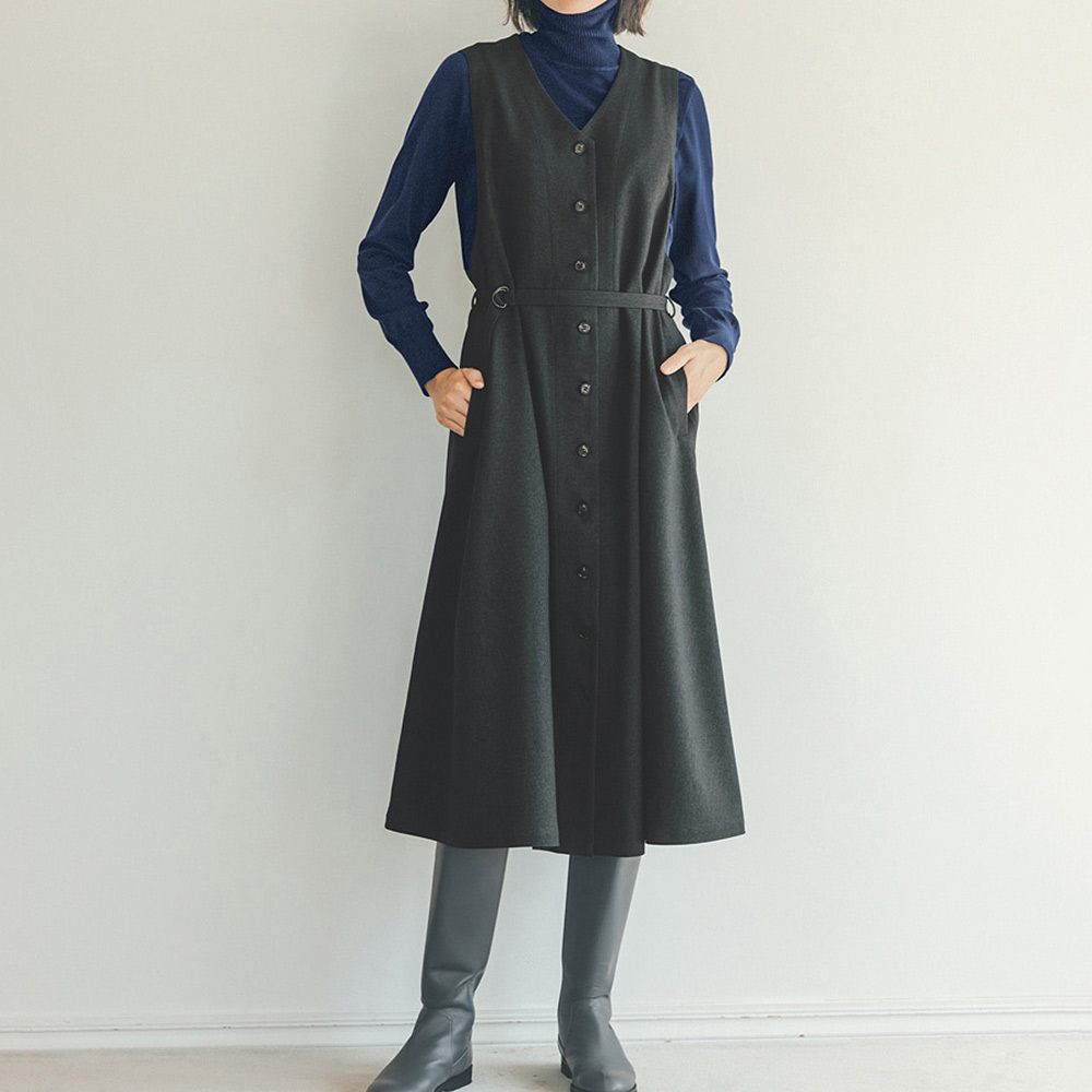 マシンウォッシャブル ツイル ジレワンピース サステナブル PC6325