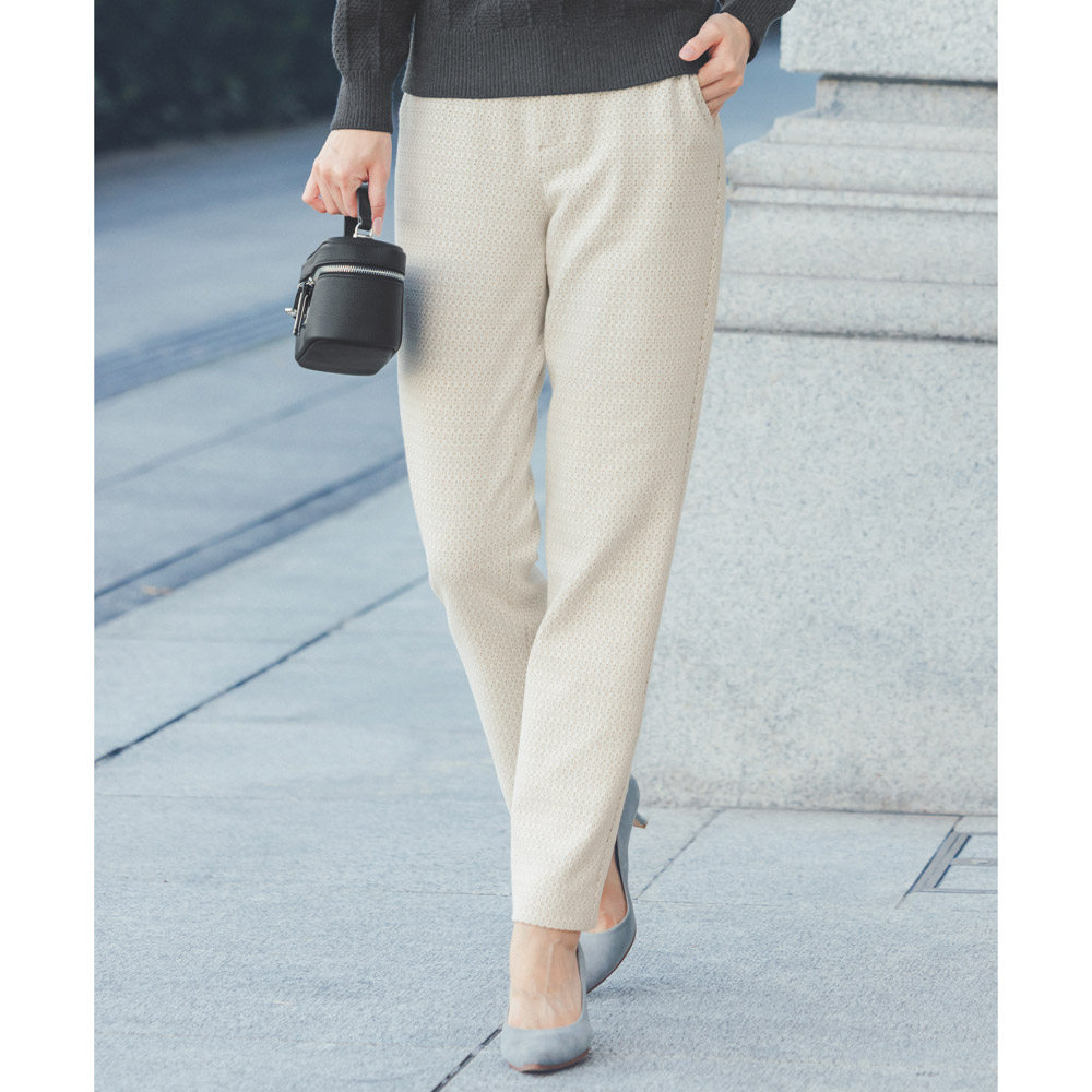 小紋柄カットソー ジャカードパンツ テーパードパンツ パンツ PC6341