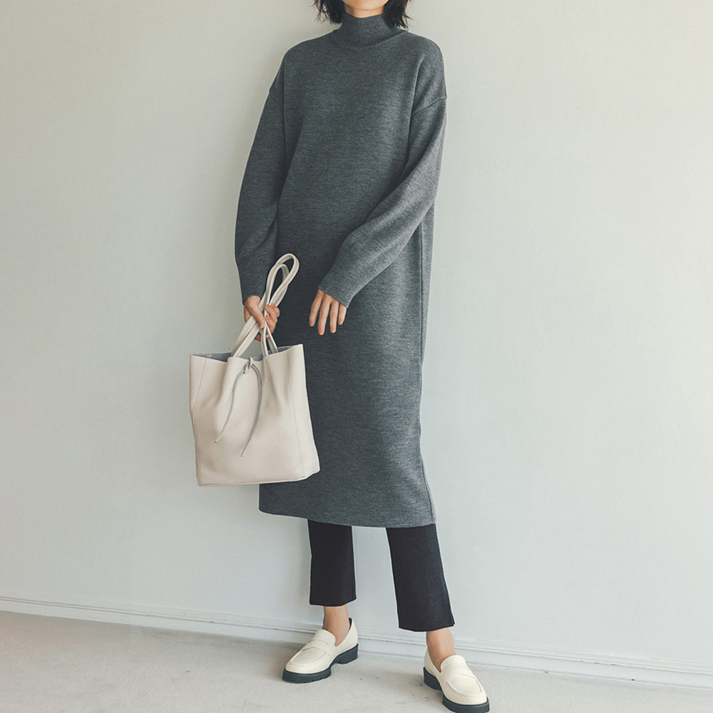 ウール混 ミラノリブ ワンピース（日本製） ワンピース ファッション PC6359