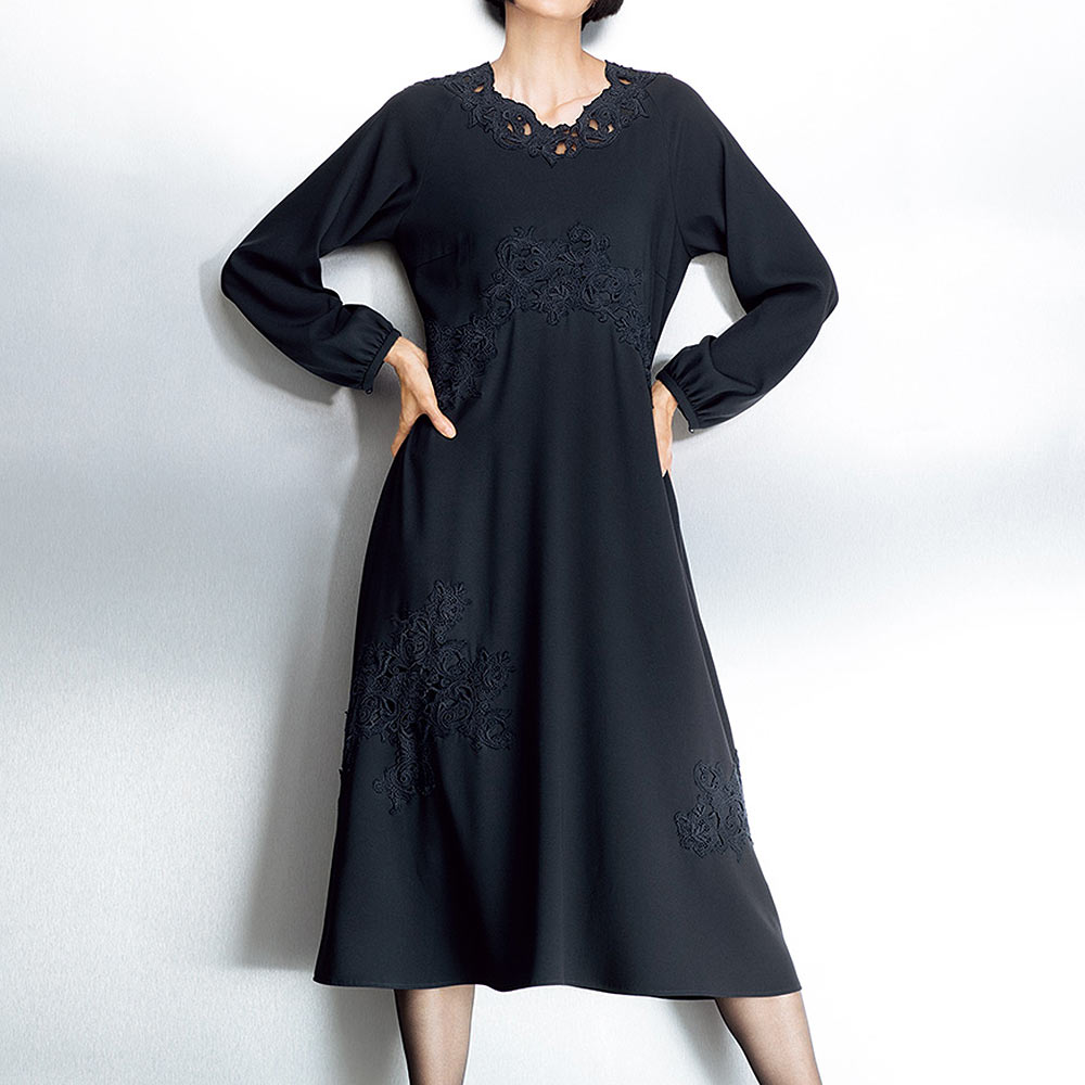 ケミカルレース使い ジョーゼットワンピース マキシワンピース ロングワンピース ワンピース PC6410