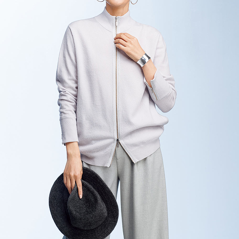 ラメライン入り ジップカーディガン ショートカーディガン カーディガン ボレロ PC6427