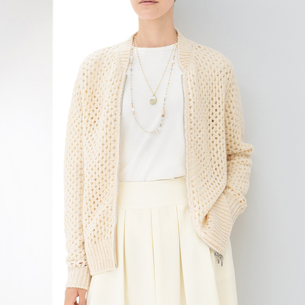 ブークレ糸 メッシュ編み ブルゾン ジャケット ファッション PC6440