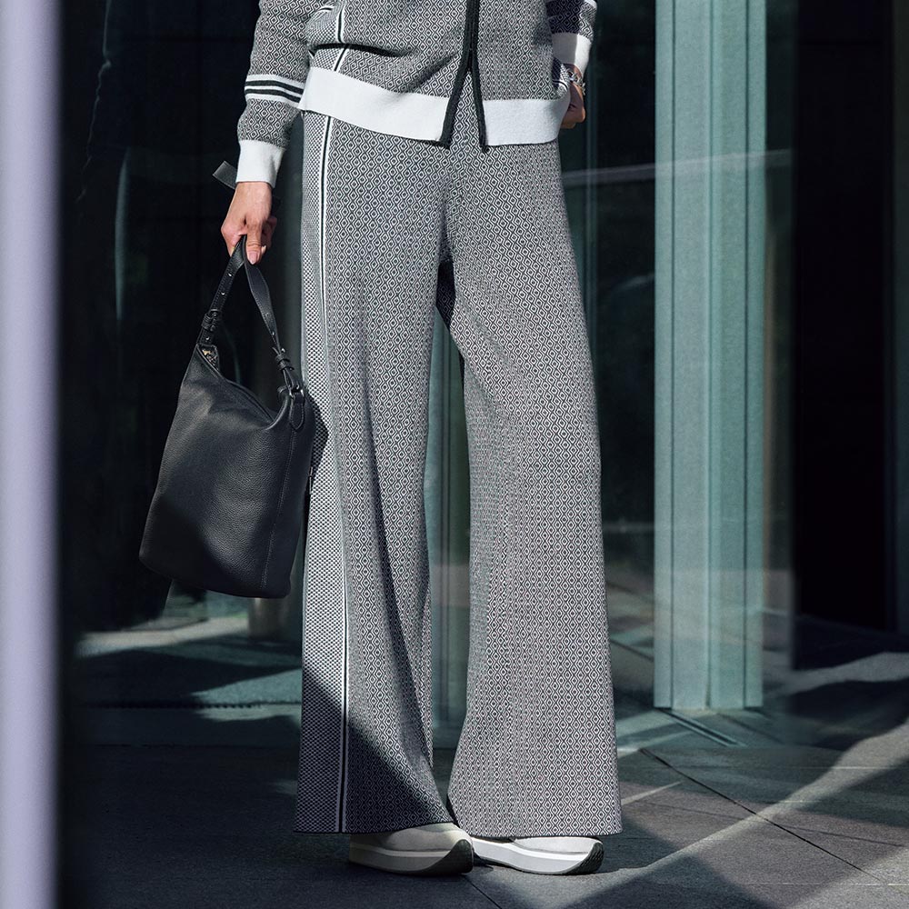 ウールコットン ニットジャカード パンツ 通販 - ディノス