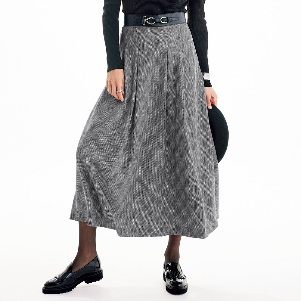 「NIKKE」 マフ バーズアイチェック フレアースカート プリント 柄スカート スカート PC6459