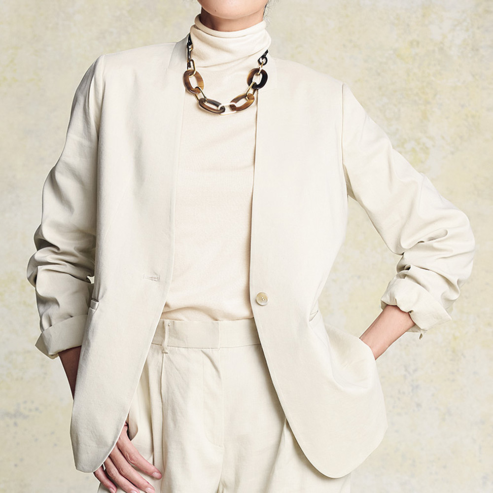 イタリア素材 リネンビスコース ノーカラー ジャケット 通販 - ディノス