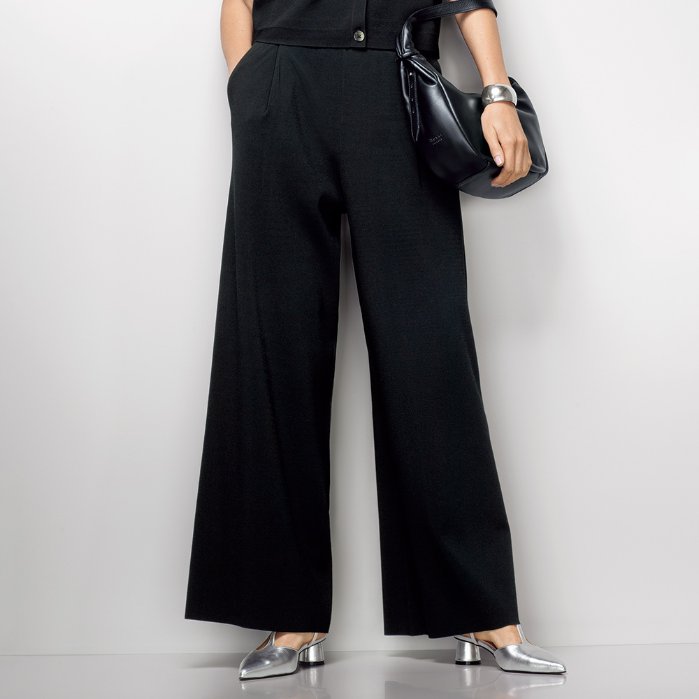 ハイゲージ総針編み ニットワイドパンツ パンツ ファッション PC6473