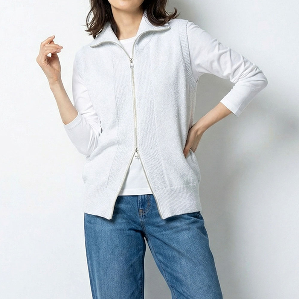 イタリア素材 ラメジップアップジレ ジャケット ファッション PC6492