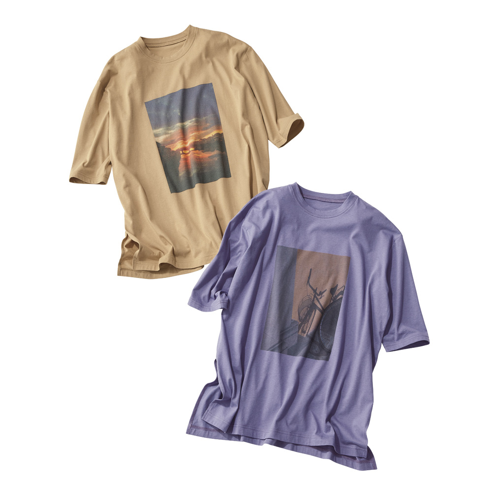 フォトプリント 5分袖 チュニックTシャツ Tシャツ カットソー PC7013