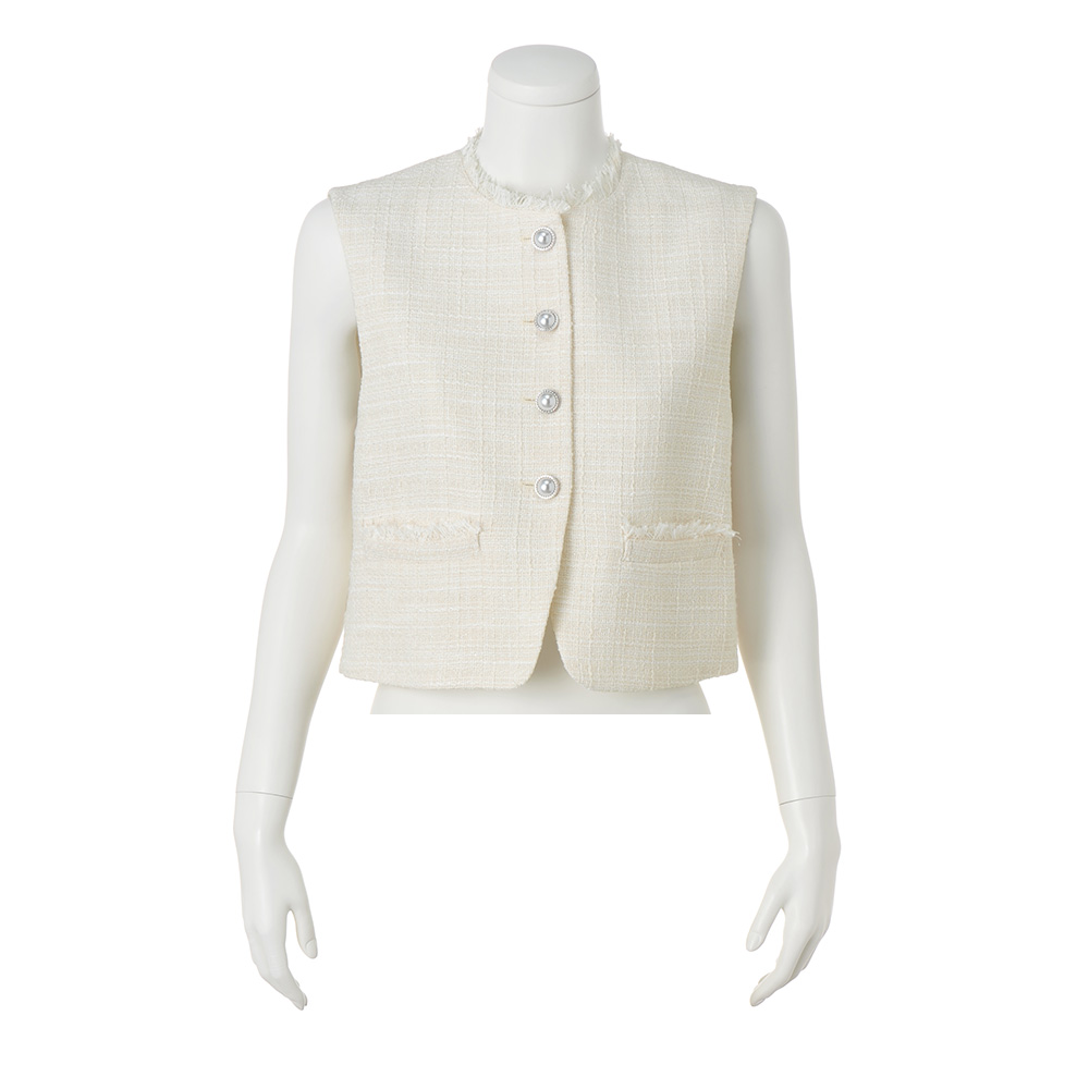 ラメサマーツイード ショートジレ ベスト ジレ ジャケット PC7038