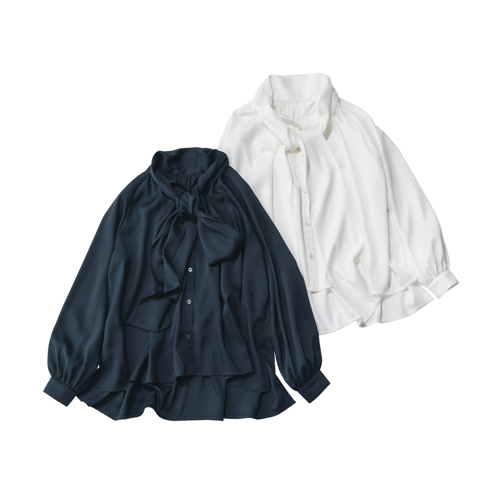 ジョーゼット素材 ボウタイ ブラウス ブラウス シャツ PC7043