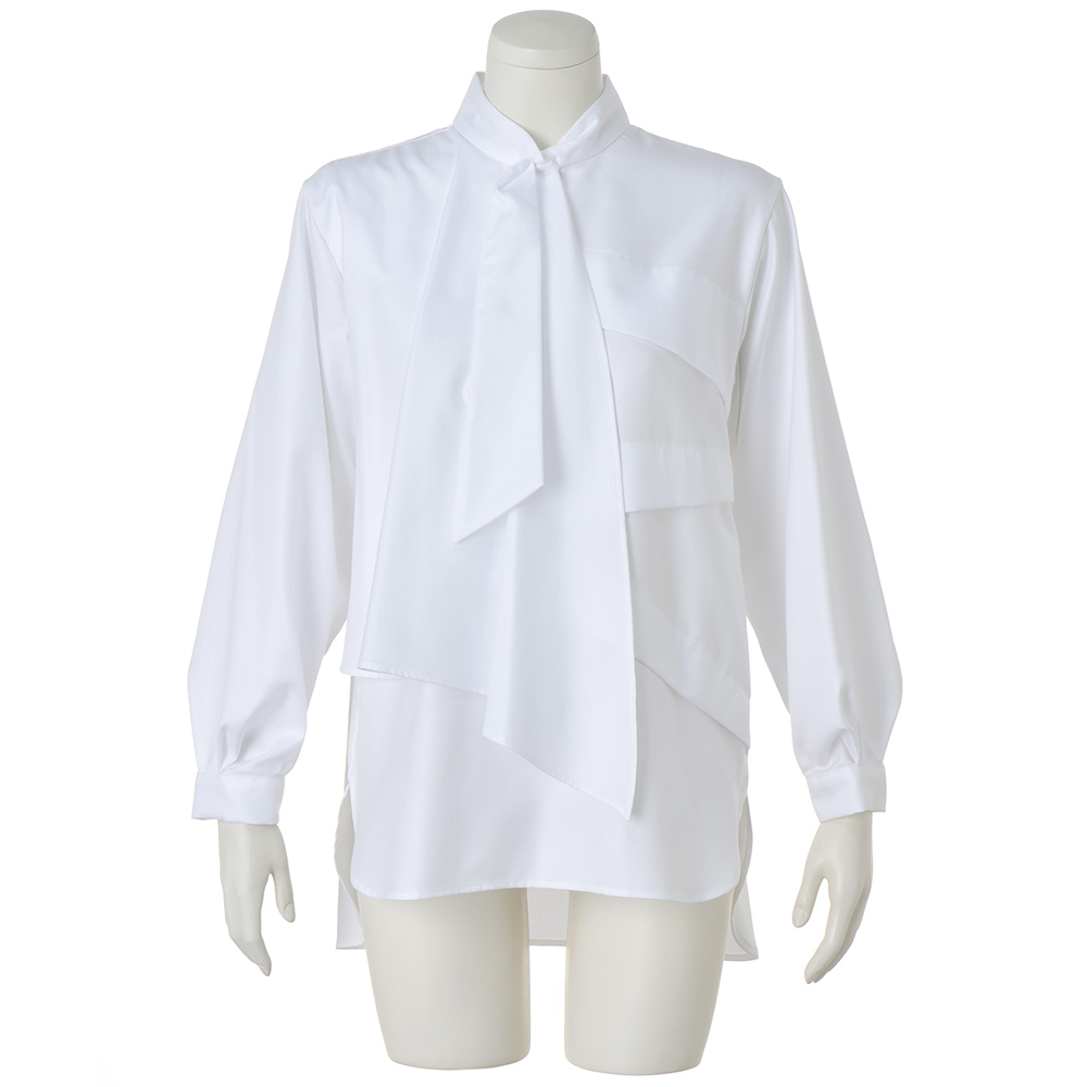 切り替えデザイン ボウタイ ブラウス ブラウス シャツ PC7180