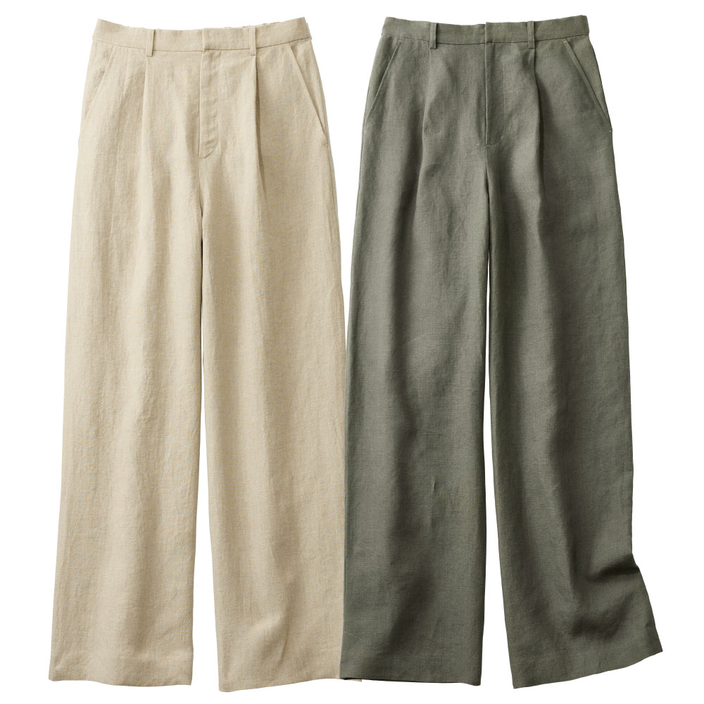 ≪股下丈68cm≫リネン セミワイドパンツ パンツ PC7196