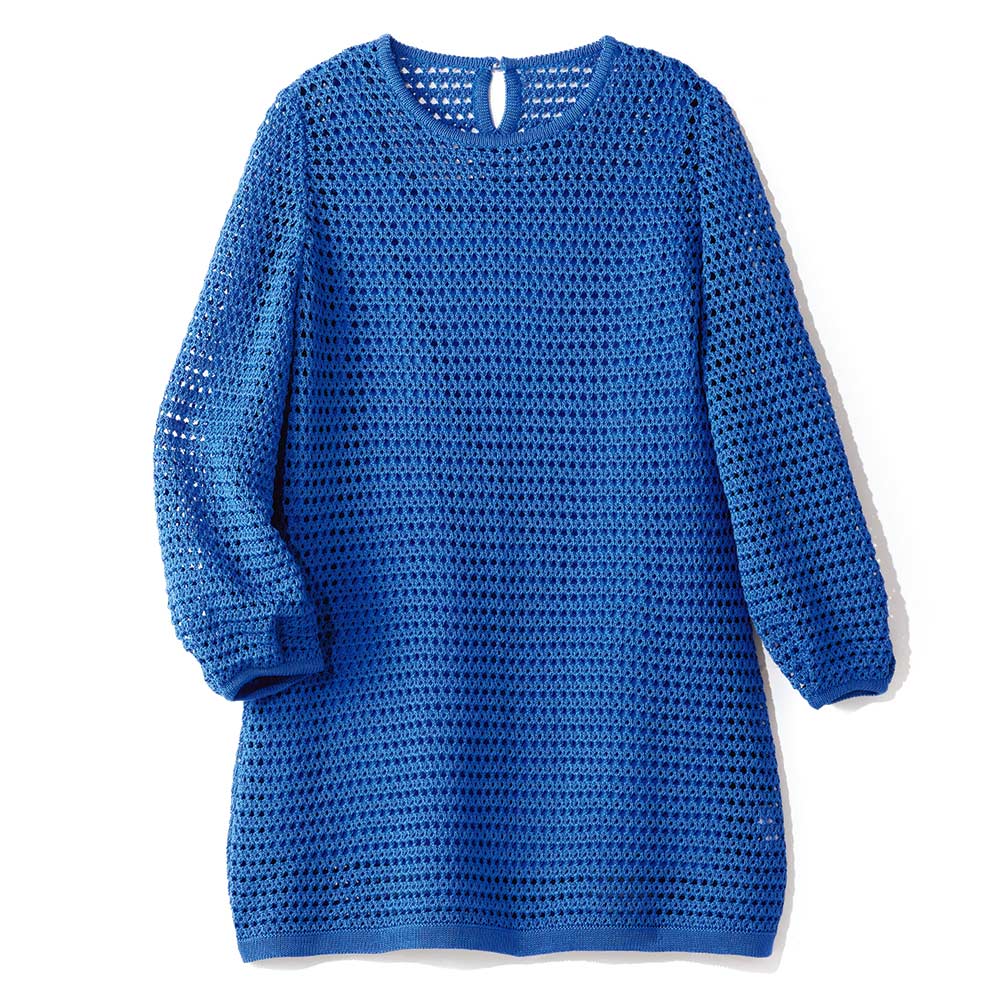 ギマコットン 透かし編みチュニック デザインカットソー Tシャツ カットソー PC7213