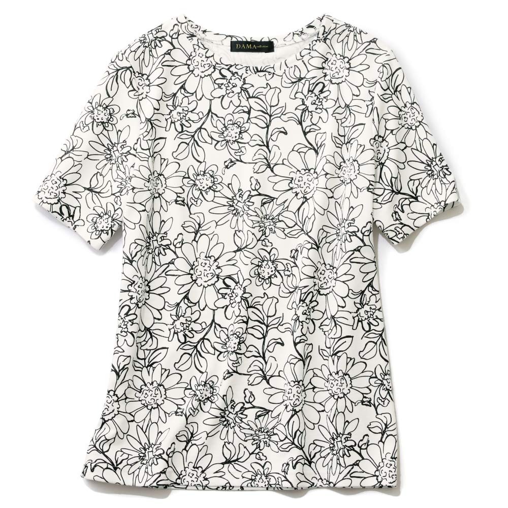 ラミー混 フラワープリント プルオーバー プルオーバー シャツ ブラウス PC7217