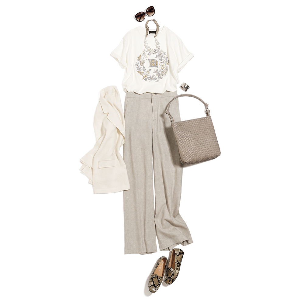 ≪股下丈72cm≫リネン混ヘリンボーン ワイドパンツ ワイドパンツ パンツ PC7291