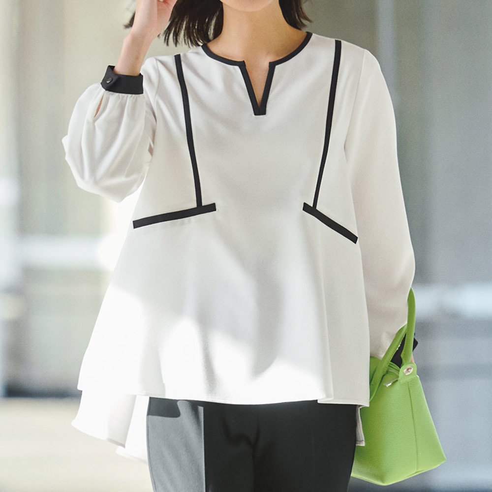 多機能素材 バイカラー キーネック ブラウス UV対策ウェア UV 紫外線対策 PC7004