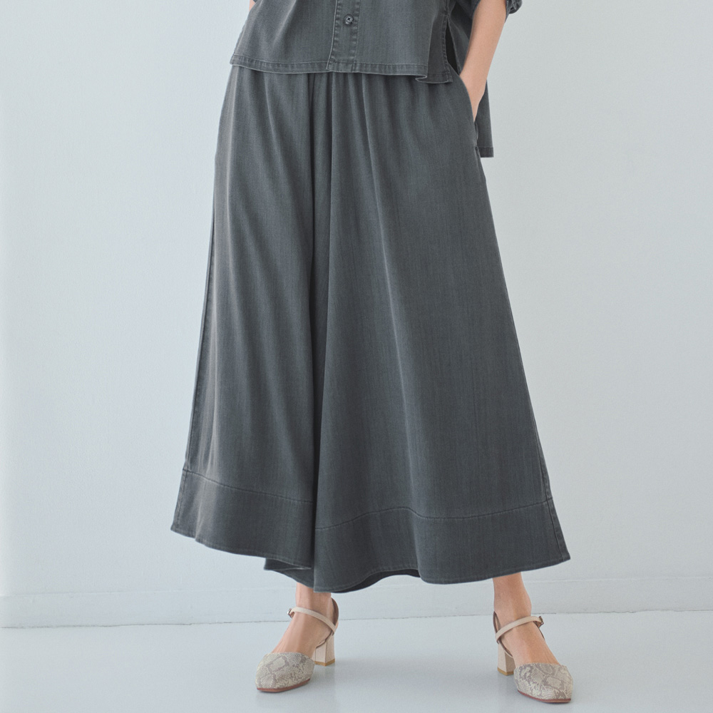 セルロース混 ライトオンスデニム スカートパンツ イージーパンツ パンツ PC7014