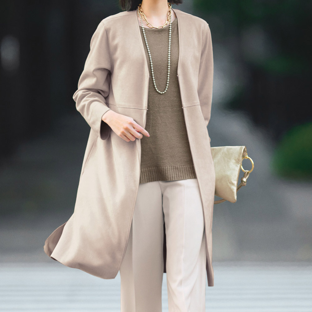 UVカットスエード調ジャージー Vネックコート UV対策ウェア UV 紫外線対策 PC7021