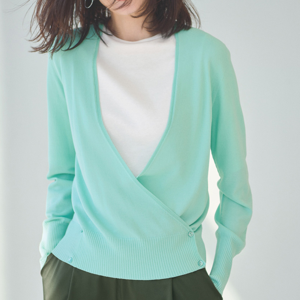 BLUE ICE/ブルー アイス カシュクールニットプルオーバー（イタリア製） ニットセーター ニット セーター PC7029