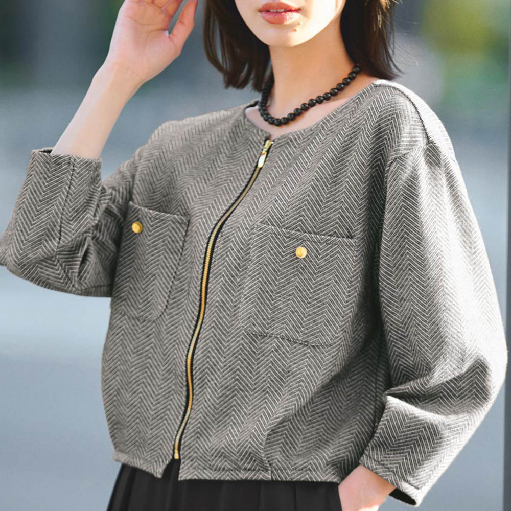 ヘリンボーン裏毛ジャージー ブルゾン ブルゾン ジャケット PC7033