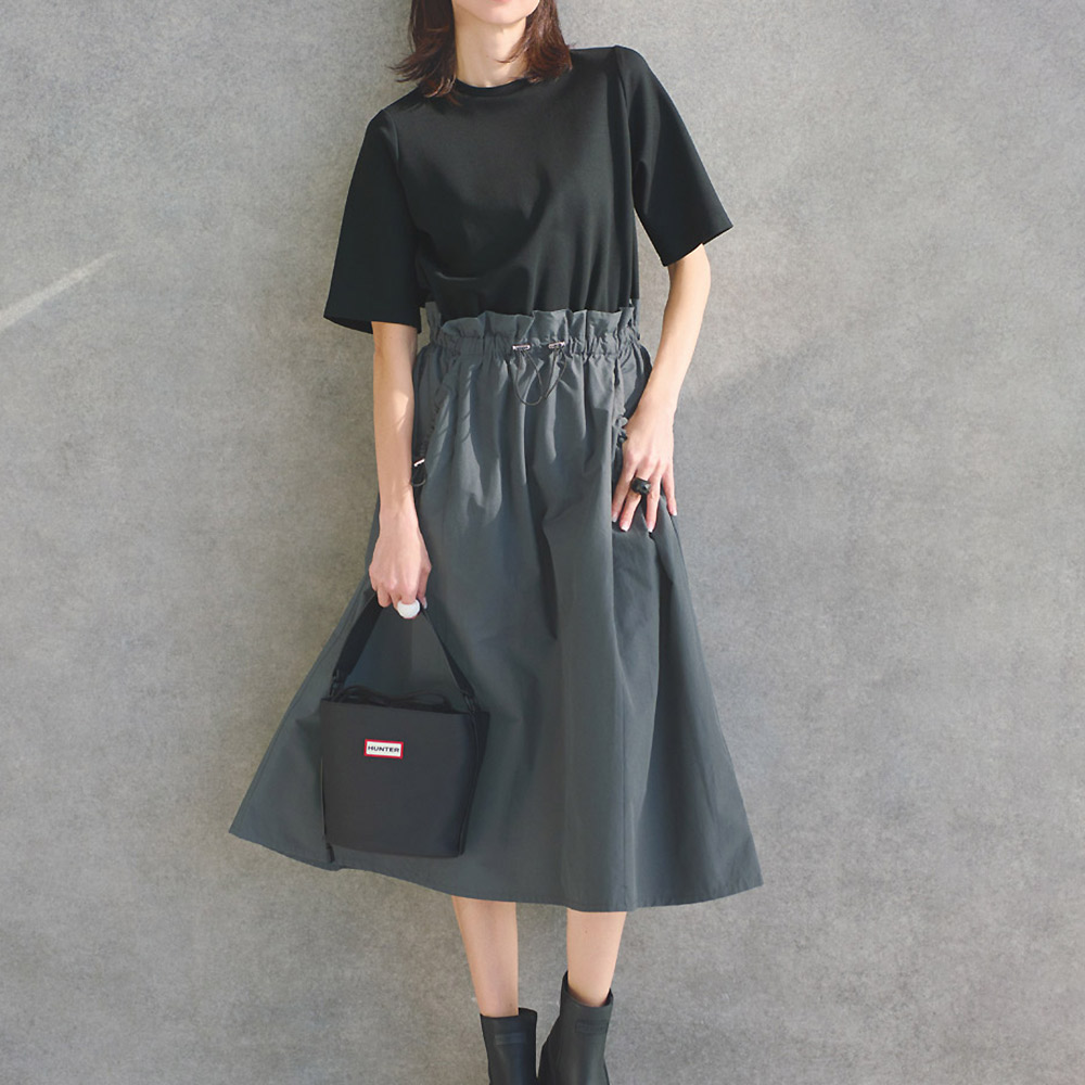 布帛ドッキング ドローストリング ワンピース マキシワンピース ロングワンピース ワンピース PC7035