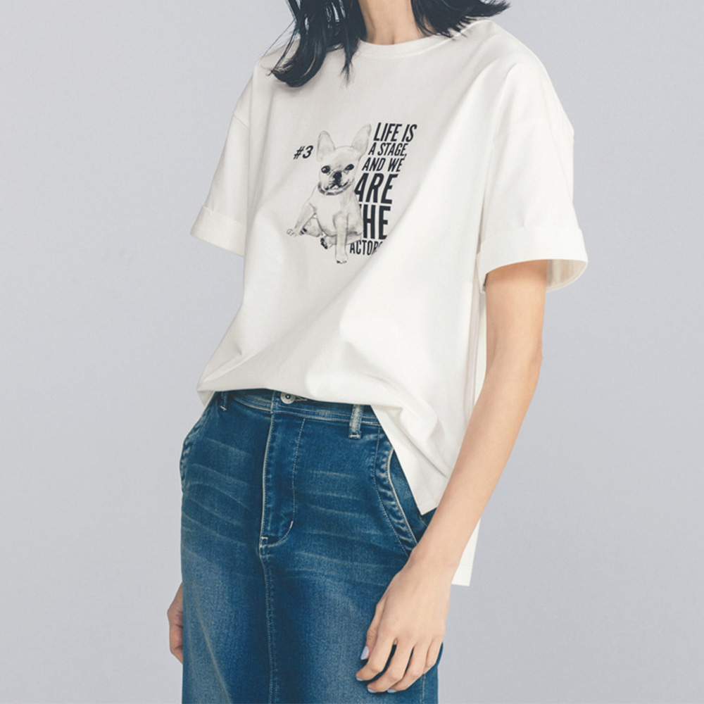 ドッグプリント グラフィックTシャツ Tシャツ カットソー PC7057