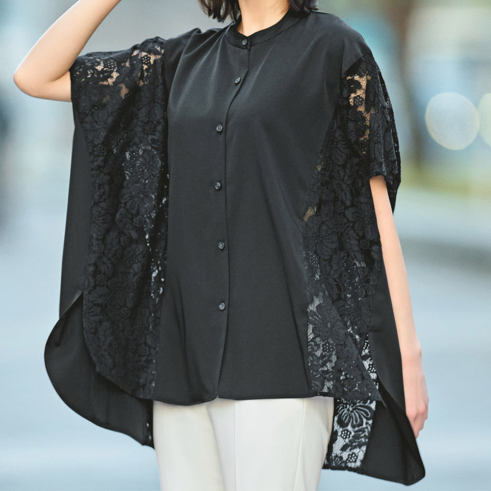 コードレース切り替え オーバーブラウス ブラウス シャツ PC7062