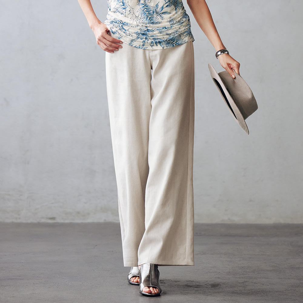 ≪股下丈68cm≫ リネンコットンツイル セミワイドパンツ ワイドパンツ パンツ PC7068