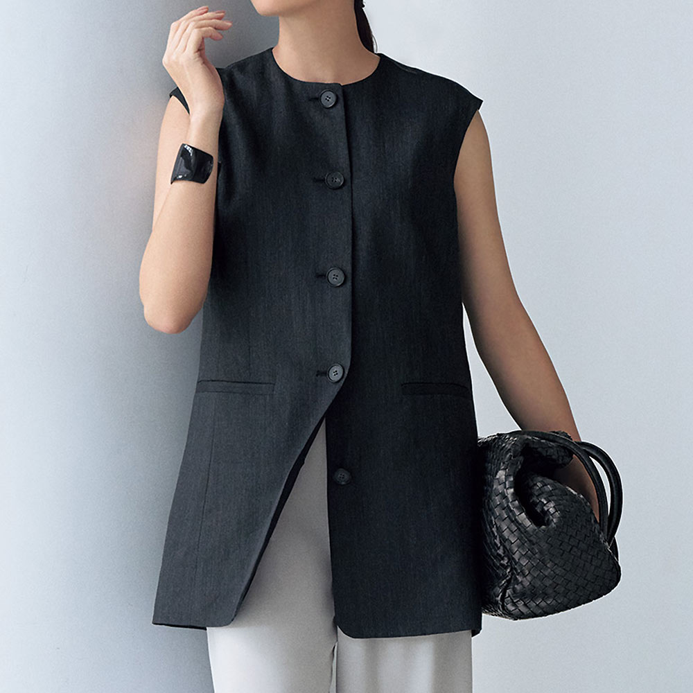 尾州産ラミー 先染め ジレ ベスト ジレ ジャケット PC7077