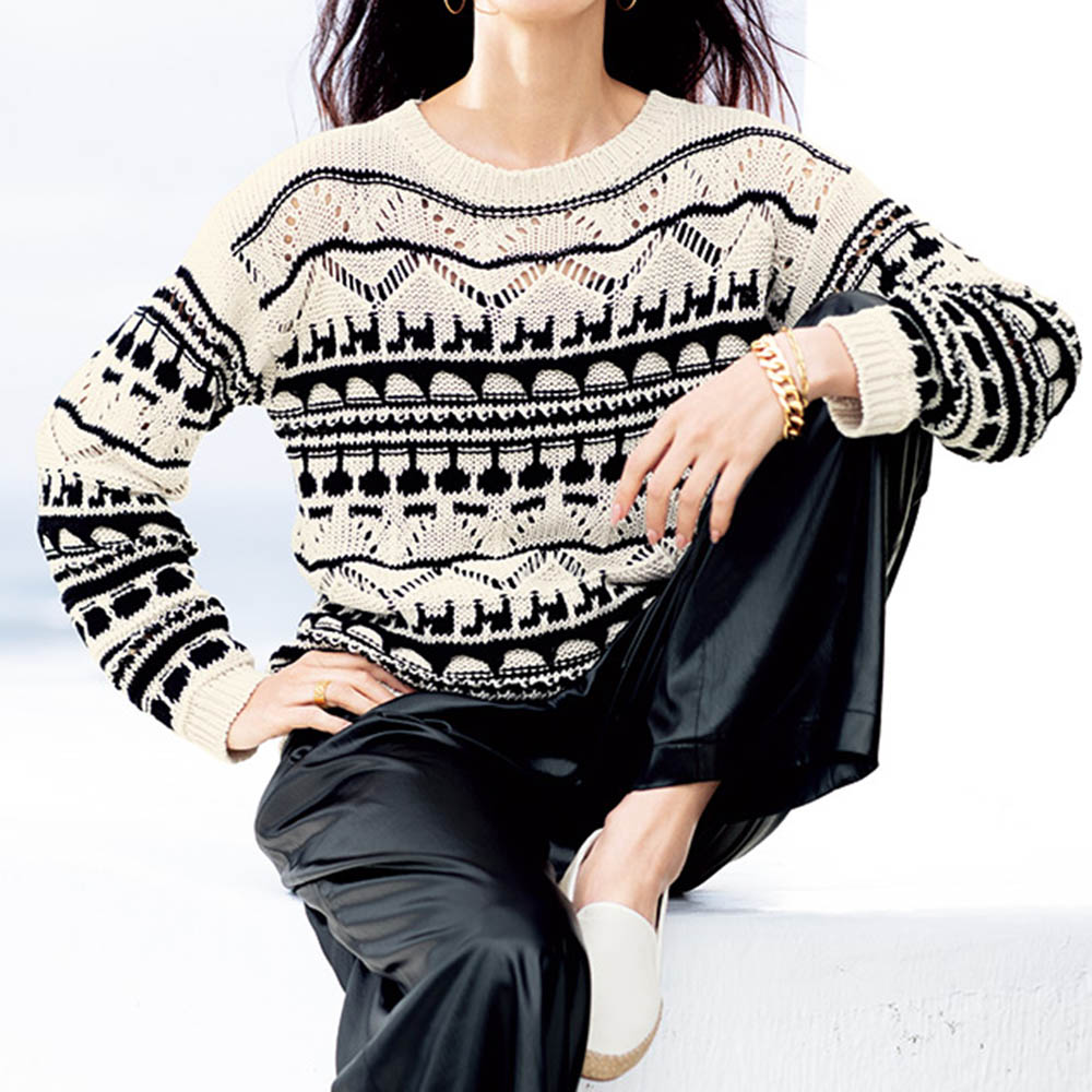 Germana Luppi/ジェルマーナ・ルッピ 手編み風ニット プルオーバー（イタリア製） サマーニット ニット セーター PC7090