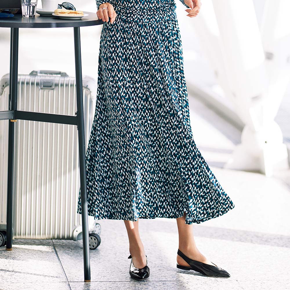 モザイク柄プリント ジャージー スカート プリント 柄スカート スカート PC7098