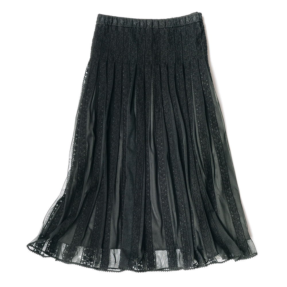 チュール レース素材 タックスカート フレアスカート ギャザースカート スカート PC7103