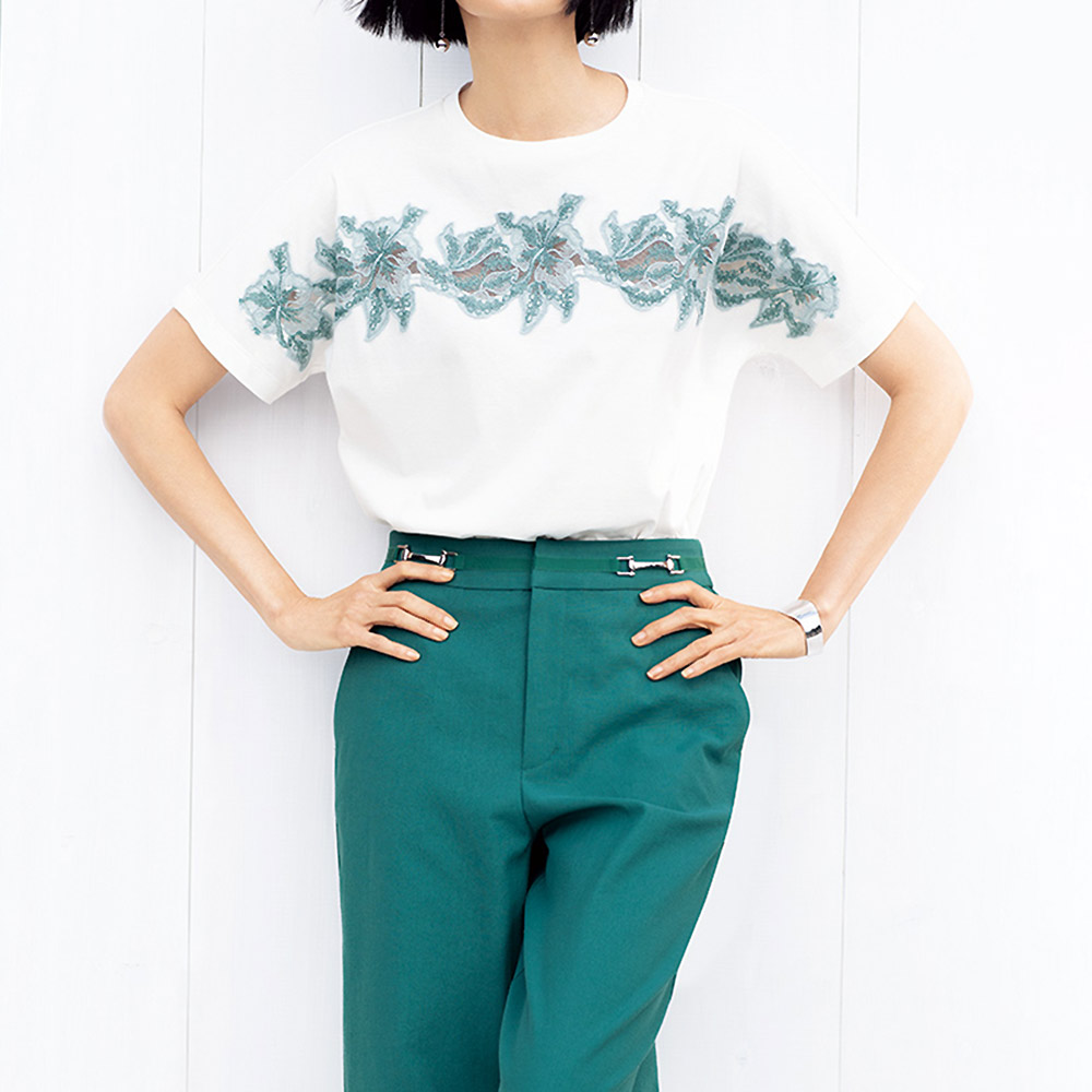 レース使い ドルマン Tシャツ プルオーバー シャツ ブラウス PC7122