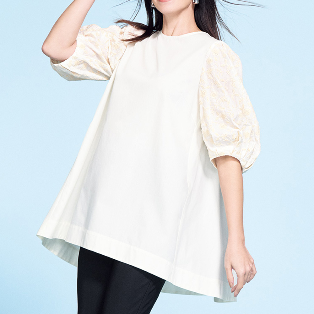 コットン刺しゅう パフスリーブ チュニック 半袖 ノースリーブチュニック チュニック PC7143