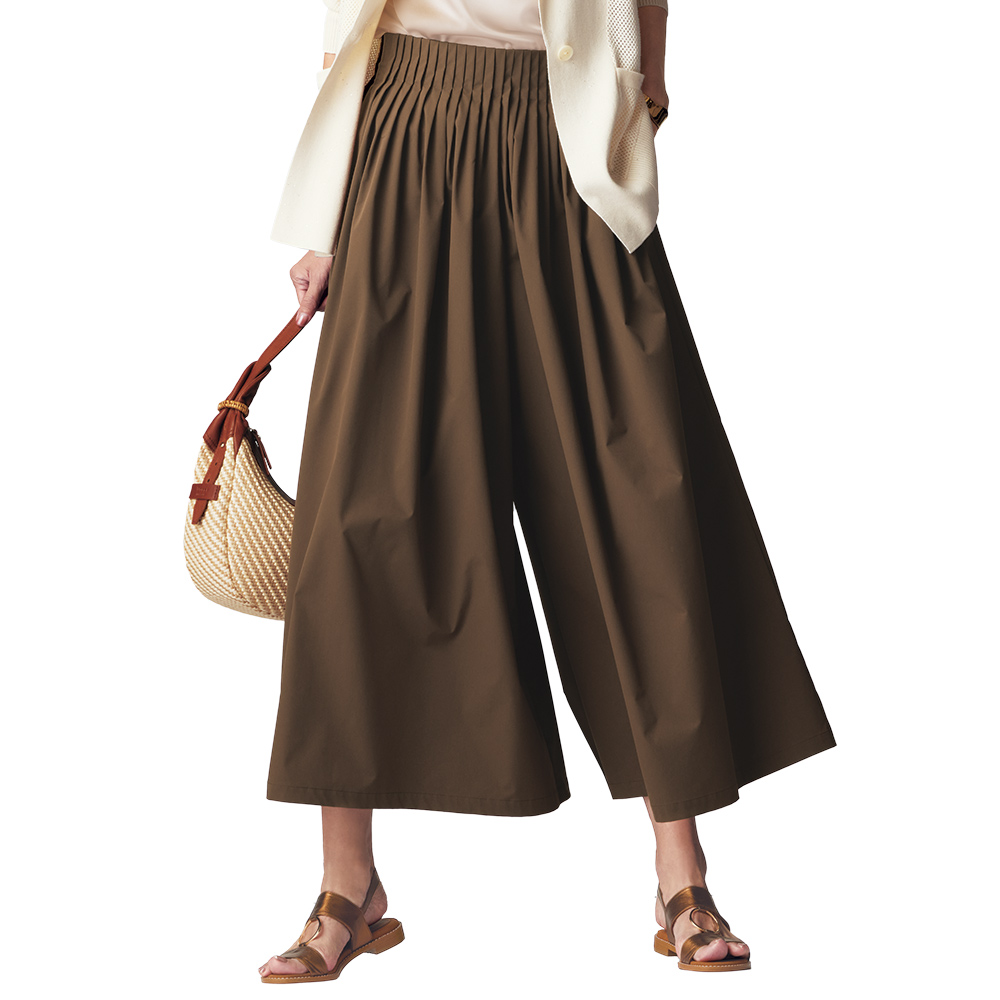 ラッカン タック入り フレアーパンツ イージーパンツ パンツ PC7146