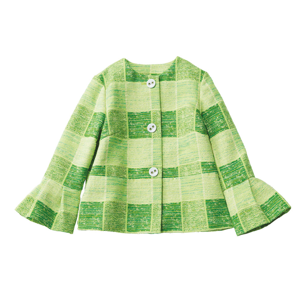 イタリア素材 ツイーディジャカード 7分袖 Aライン ジャケット ツイードジャケット ジャケット PC7163