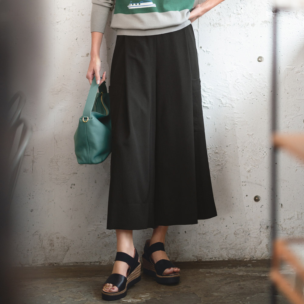 ワッシャーツイル キュロットパンツ ワイドパンツ パンツ PC7178