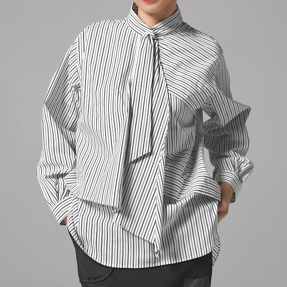 切り替えデザイン ボウタイ ブラウス ブラウス シャツ PC7180