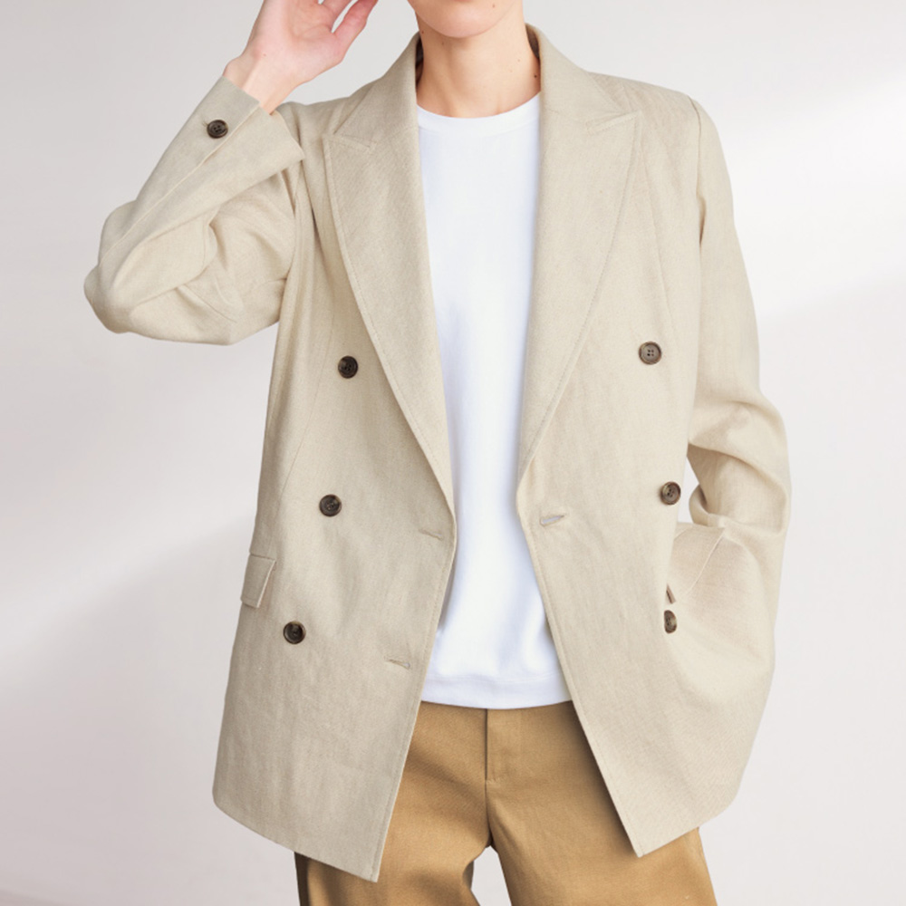 「帝国繊維」ストレッチリネン ダブルジャケット テーラードジャケット ジャケット PC7218