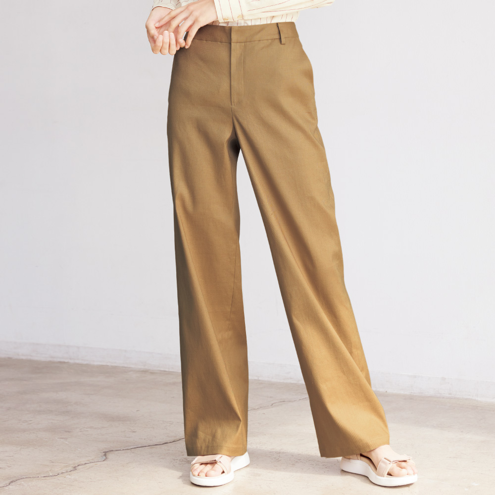 ≪股下丈74cm≫ 「帝国繊維」ストレッチリネン パンツ ワイドパンツ パンツ PC7220