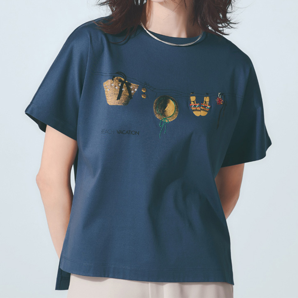 プリント Tシャツ バケーション(日本製) プルオーバー シャツ ブラウス PC7230