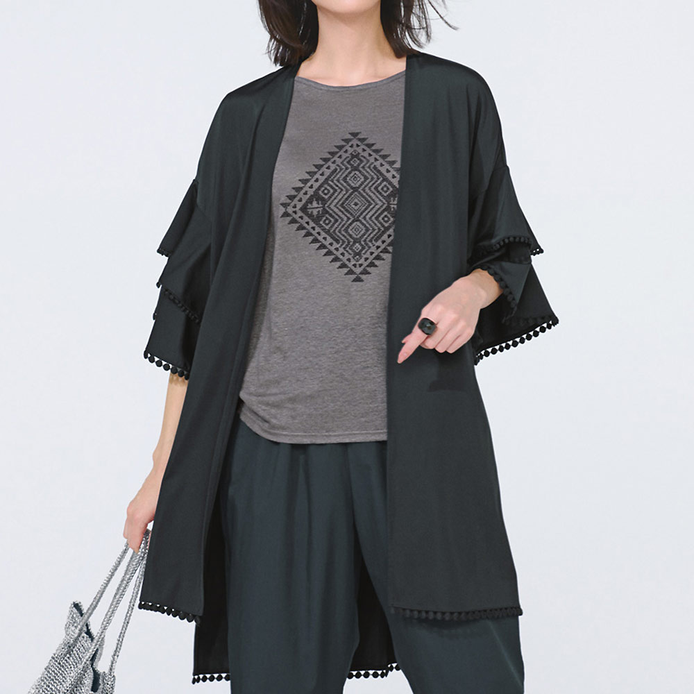 洗える 多機能素材 とろみ ロングカーディガン UV対策ウェア UV 紫外線対策 PC7244