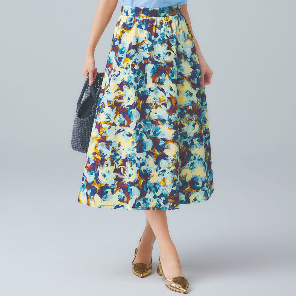 フランス「デヴォー」社 フラワープリント コットン スカート プリント 柄スカート スカート PC7251